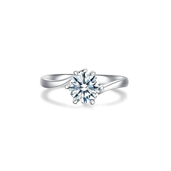 Modern Curve Engagement Ring in White Gold